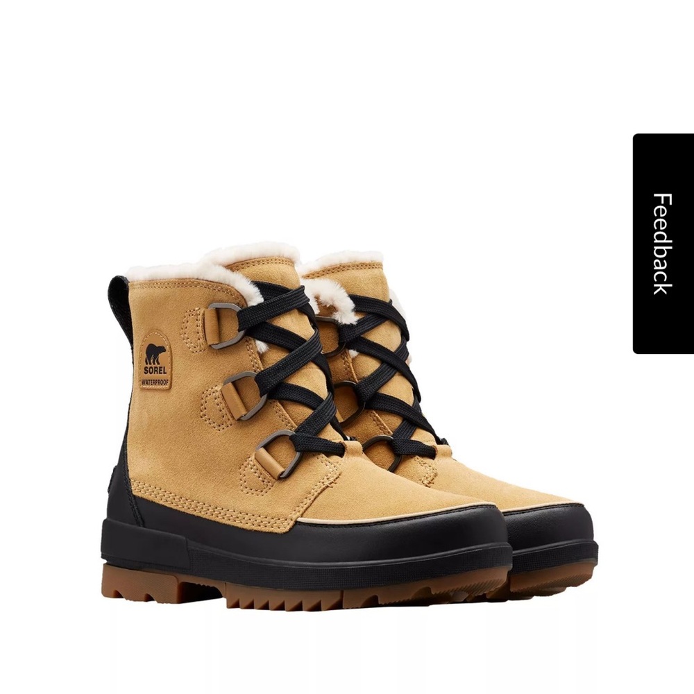 Sorel Women's Tan and Black Lace-Up Winter Boots